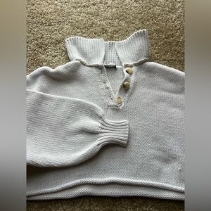 Zara ceopped Women's White Button-Up Sweater